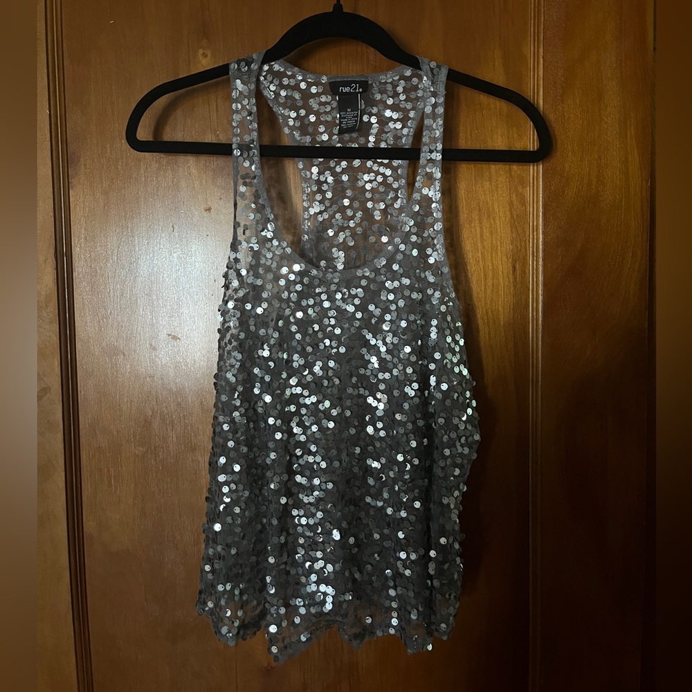 Rue21 Glittering Silver Women's Tank Top